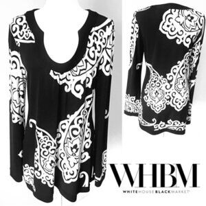 🖤 White House Black Market Black & White Floral Shift Dress – Size M ✨